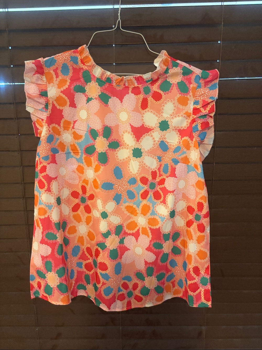 SHEIN Multicolor Floral Ruffle Sleeve Blouse